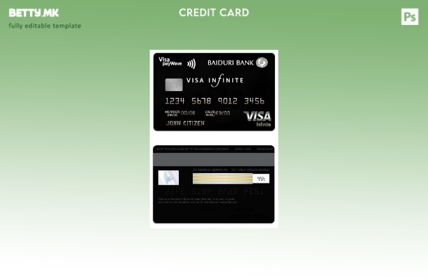 Модерен стил Шаблон за бесконечна кредитна картичка на Brunei Baiduri Bank Visa